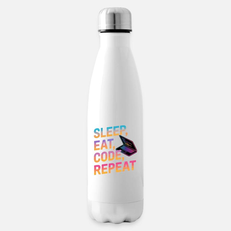 Schlafen, Essen, Programmieren, Wiederholen - Isolierflasche - Weiß
