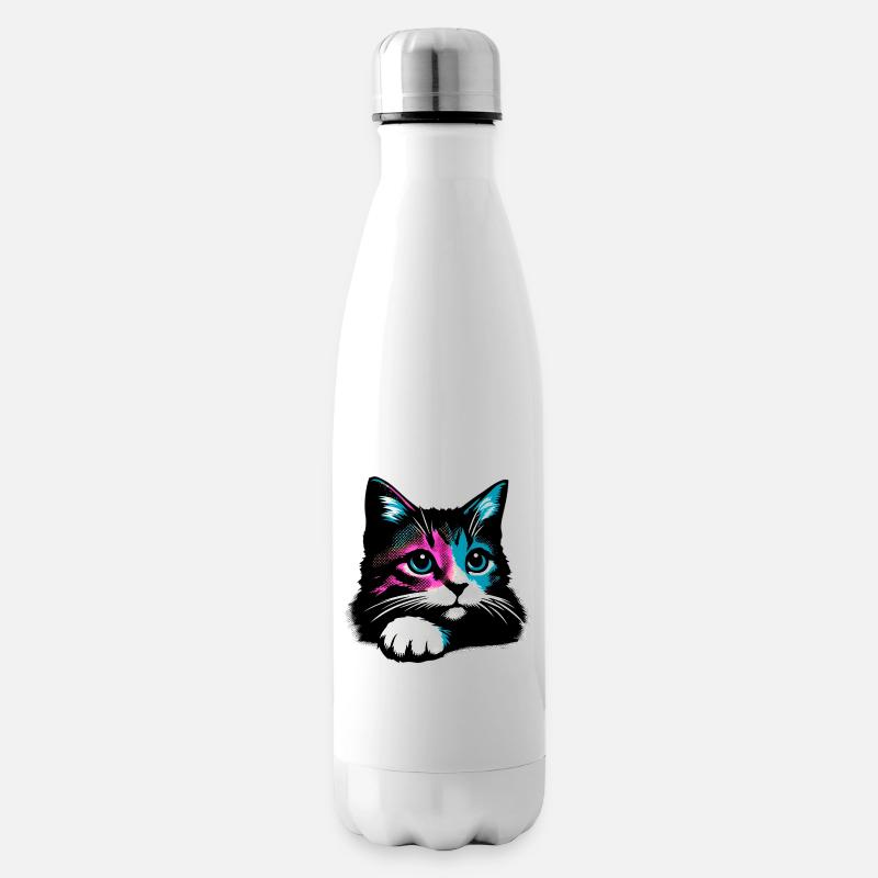 Katze - Isolierflasche - Weiß