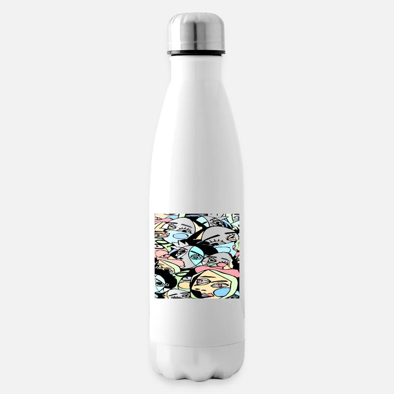 Verrückte Gesichter - Isolierflasche - Weiß