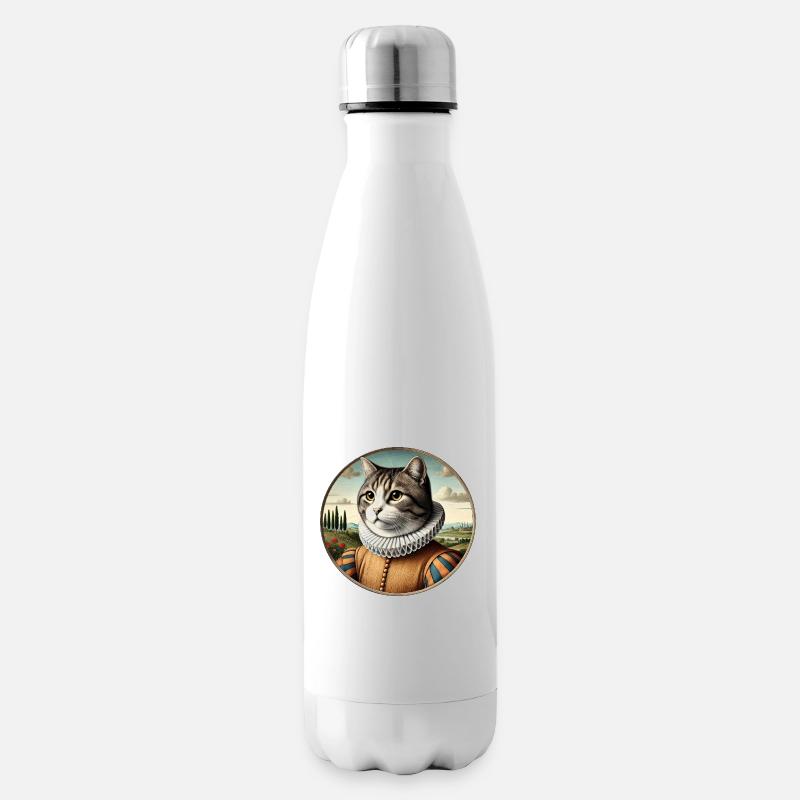Grau getigerter Kater in einem Renaissancekostüm - Isolierflasche - Weiß