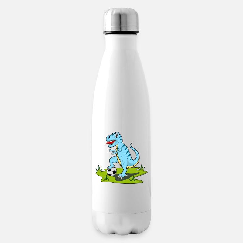 Dinosaurier Rex Fußball Blau - Isolierflasche - Weiß