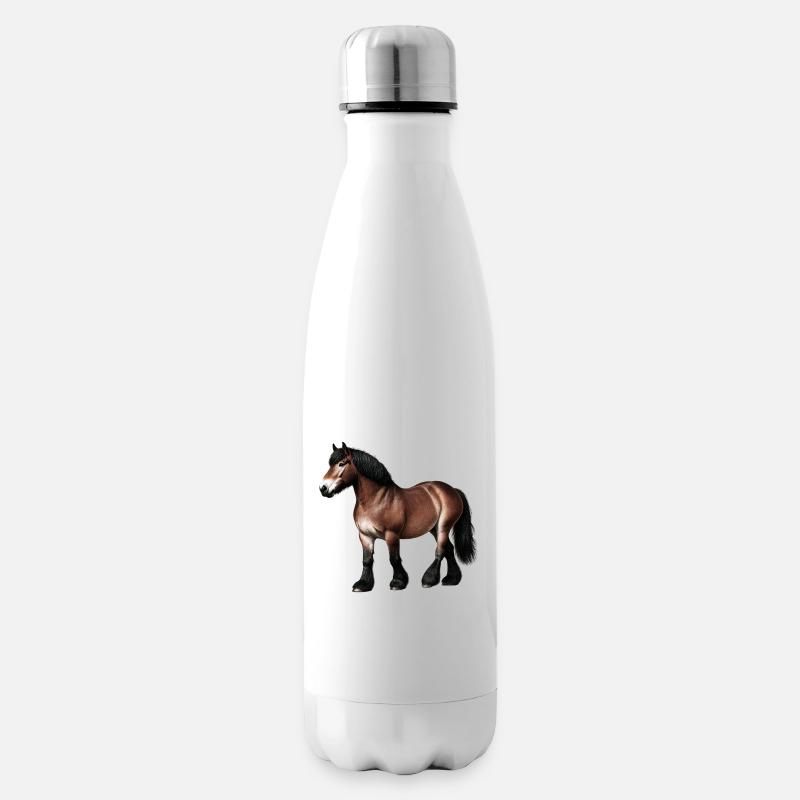 Pferd Kaltblut Braun - Isolierflasche - Weiß
