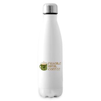 Fragile Until Coffee – Fun Coffee Design - Insulated Water Bottle - white - Right