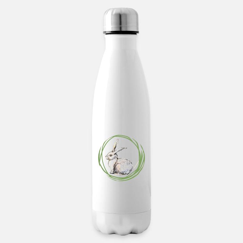 Hasenmotiv - Isolierflasche - Weiß