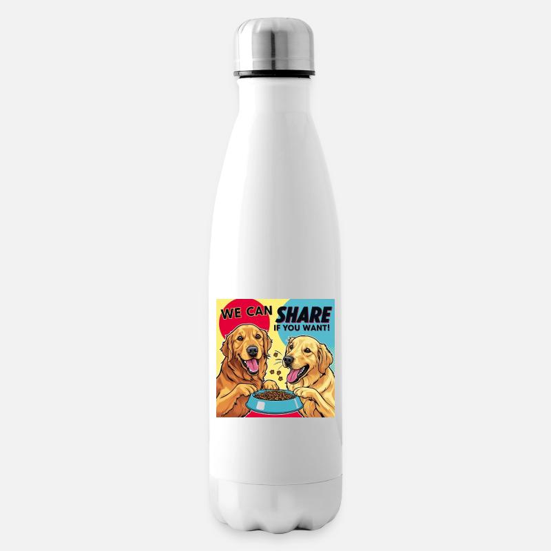 Comic Dogs - We Can Share If You Want - Isolierflasche - Weiß