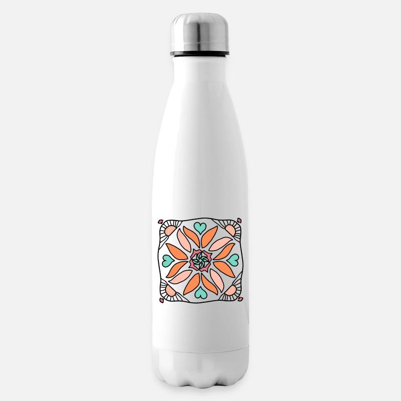 Sonnen Mandala - Isolierflasche - Weiß