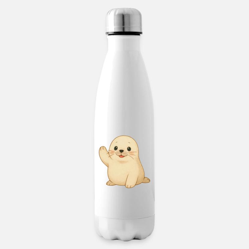 Kleine winkende Robbe - Isolierflasche - Weiß