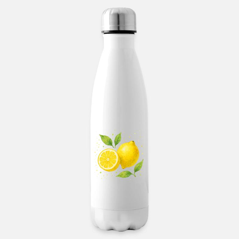 Zitronen - Isolierflasche - Weiß