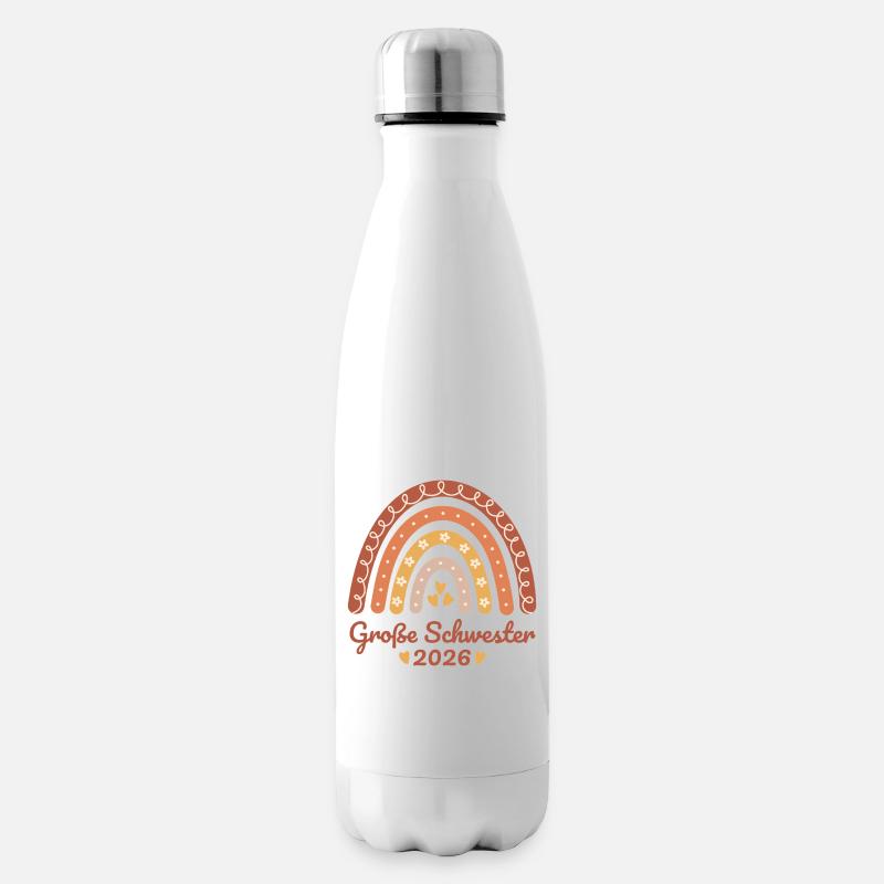 Große Schwester 2026 Regenbogen - Isolierflasche - Weiß