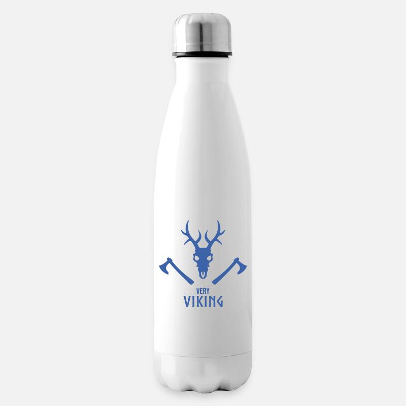 Wikinger Totenschädel Emblem mit Äxten - Isolierflasche - Weiß