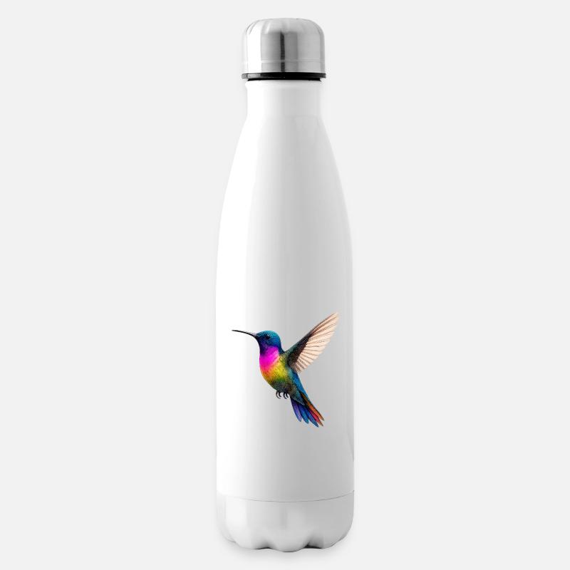 Conception vibrante de colibri arc-en-ciel - Bouteille isotherme - blanc