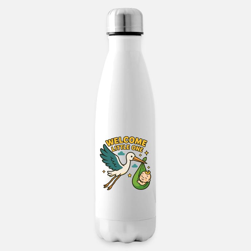Arrivée du bébé cigogne – « Welcome Little One » - Bouteille isotherme - blanc