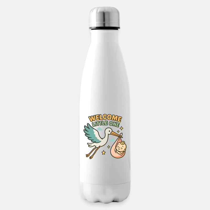 Bénédiction de bébé cigogne - La cigogne apporte bébé - Bouteille isotherme - blanc