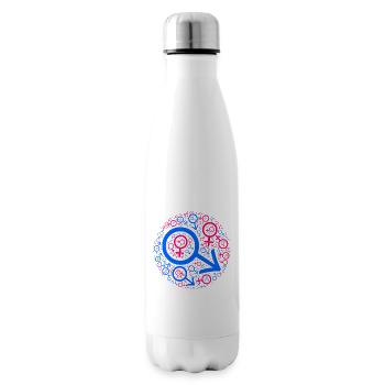 Gender-Kuddelmuddel im Kreis-Design - Isolierflasche - Weiß - Rechts