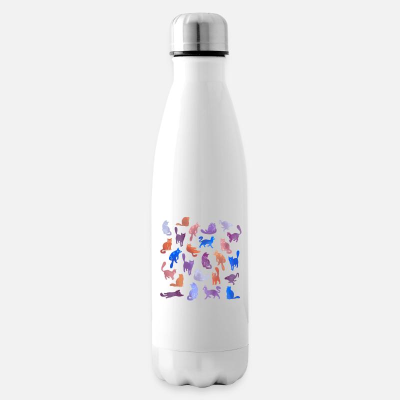 Farbenfrohe Katzen Silhouetten - Isolierflasche - Weiß