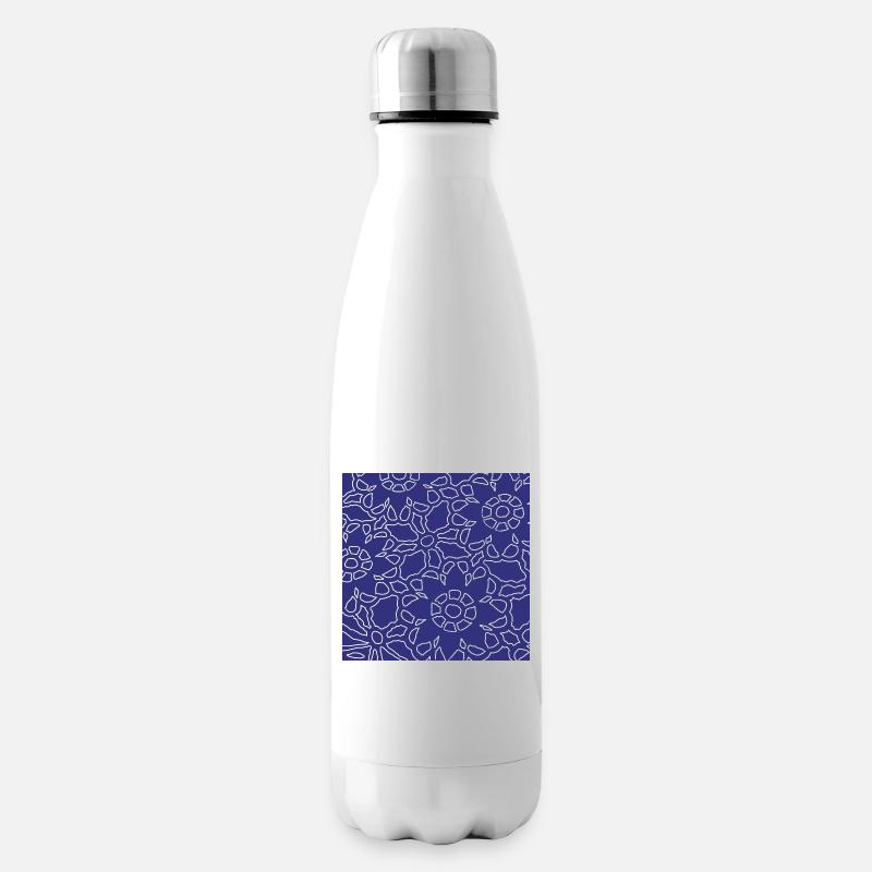Lineares geometrisches Weihnachtsmuster - Isolierflasche - Weiß