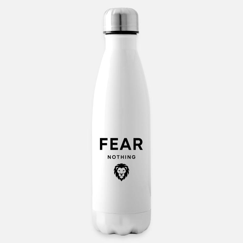 Fear Nothing Bold Lion Design - Insulated Water Bottle - white