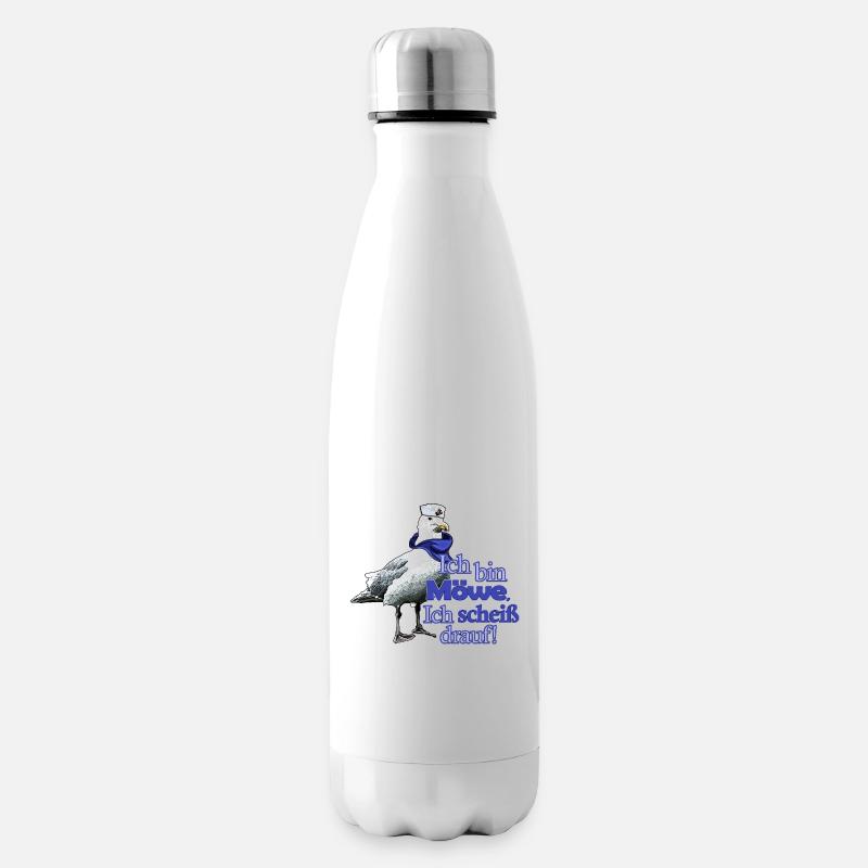 Lustige Möwe mit Spruch - Scheiß drauf! - Isolierflasche - Weiß