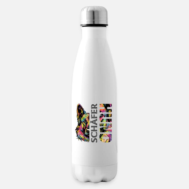 Bunter  Schäferhund - Isolierflasche - Weiß