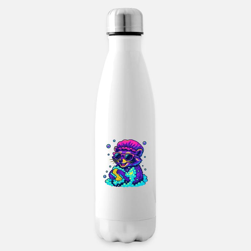 Neon Waschbär - Isolierflasche - Weiß