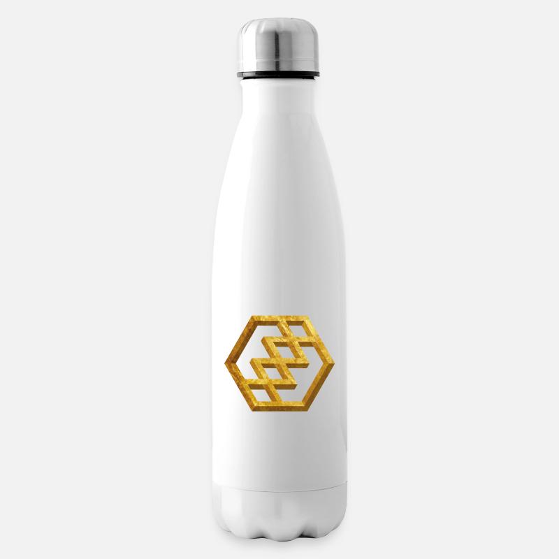 Goldenes Geometrisches Muster - Isolierflasche - Weiß