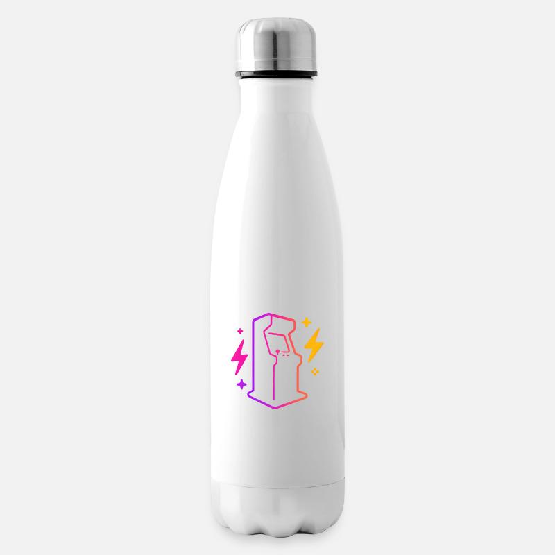 Retro Neon Arcade Spielübersicht - Isolierflasche - Weiß