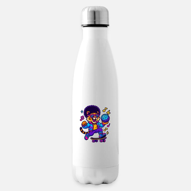 Löwen-DJ im Retro-Design - Isolierflasche - Weiß