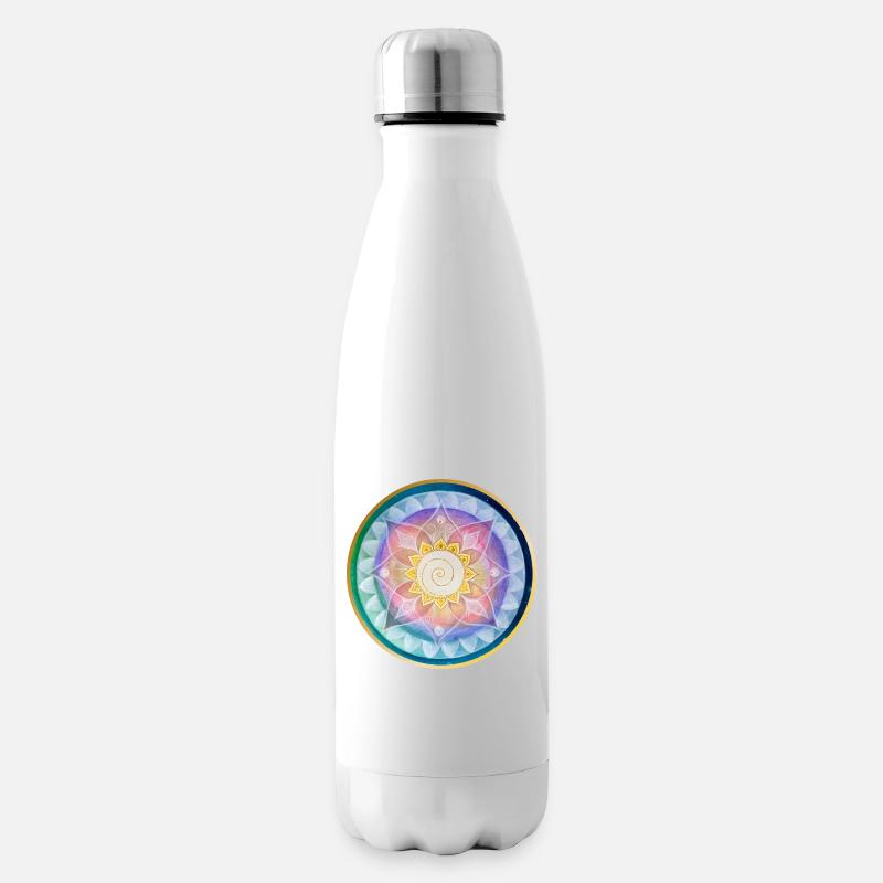 Harmonisches Mandala Meditations design - Isolierflasche - Weiß