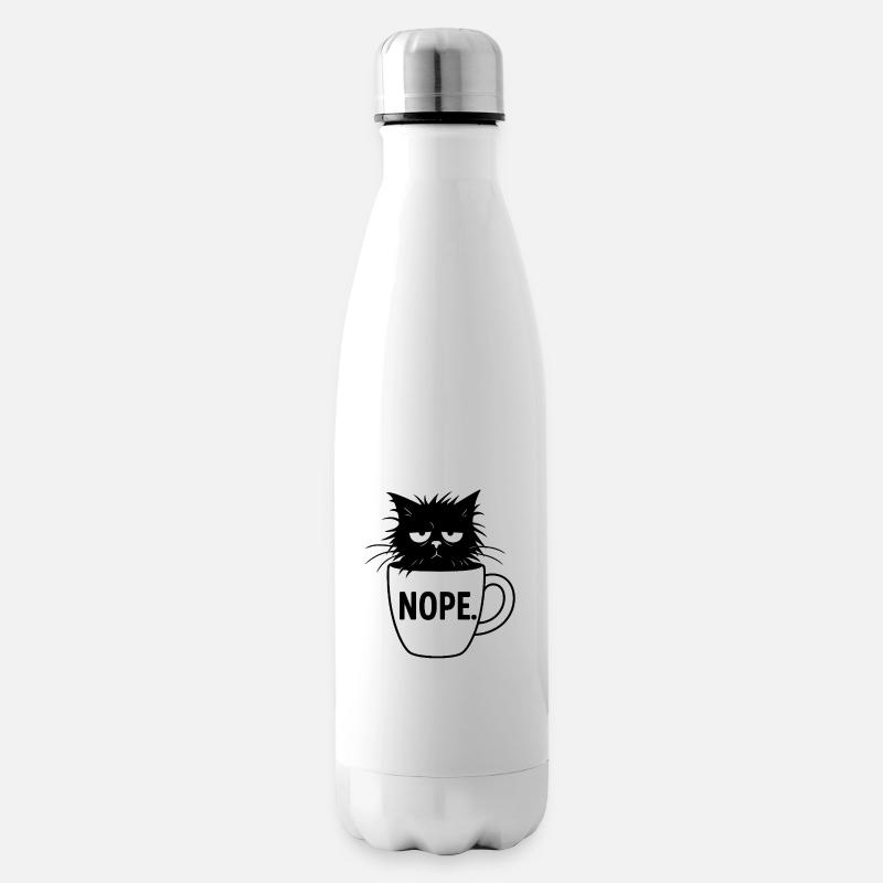 Nope Katze Kaffee Sarkasmus - Isolierflasche - Weiß