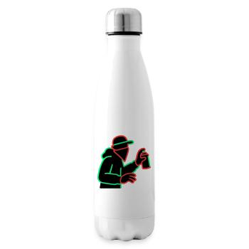 Neon Graffiti Sprayer Silhouette - Insulated Water Bottle - white - Right