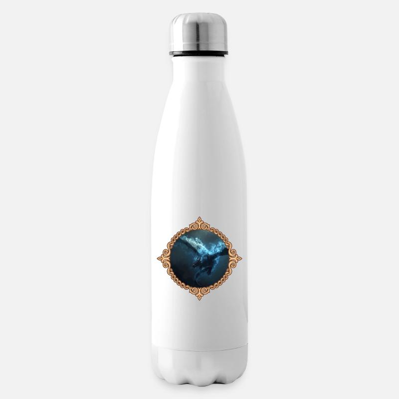 Drachen im Kristallrahmen - Isolierflasche - Weiß