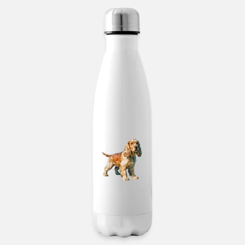 Cocker Spaniel - Cool Low Poly Logo - Insulated Water Bottle - white