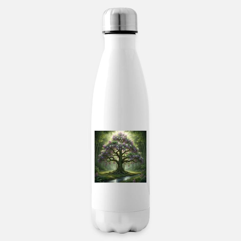 Waldbaum mit Fliederblüten - Isolierflasche - Weiß