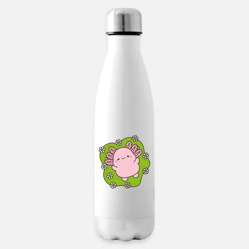 Rosenmaskottchen tanzt zwischen Gänseblümchen - Isolierflasche - Weiß