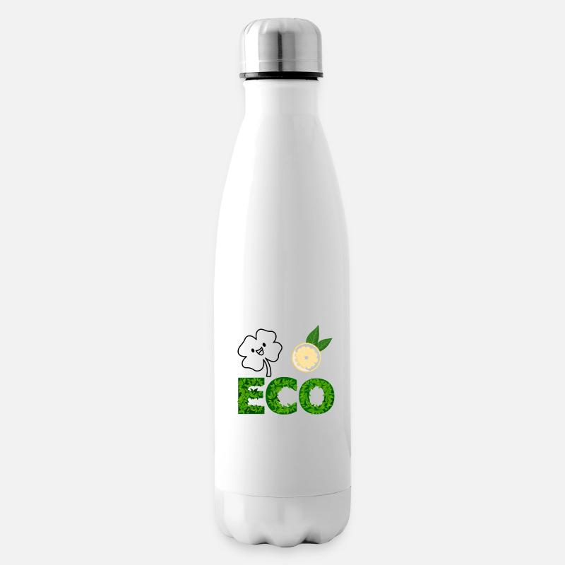 Öko Blatt Buchstaben mit Zitronenscheibe - Isolierflasche - Weiß