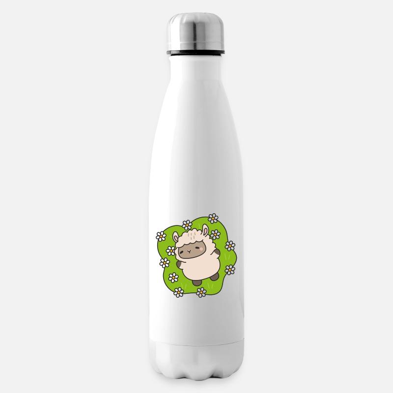 Blühendes Lamm, das zwischen Gänseblümchen tanzt - Isolierflasche - Weiß
