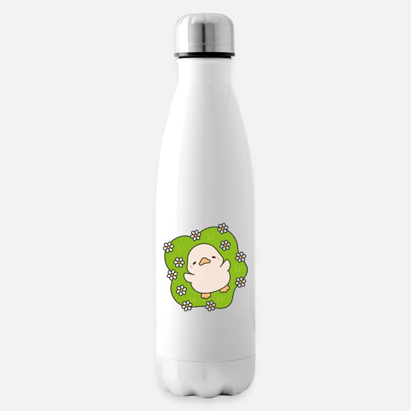 Poussin fleuri sur vert pastel - Bouteille isotherme - blanc