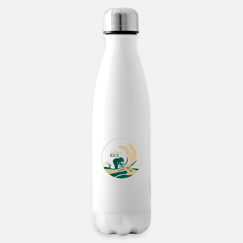Logo du riz au jasmin thaïlandais Bio - Bouteille isotherme - blanc