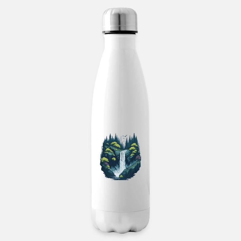 Luminous forest waterfall - Insulated Water Bottle - white