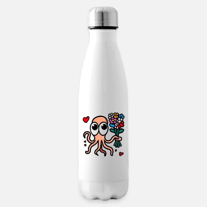 Winkender Oktopus Blumenstrauß - Isolierflasche - Weiß