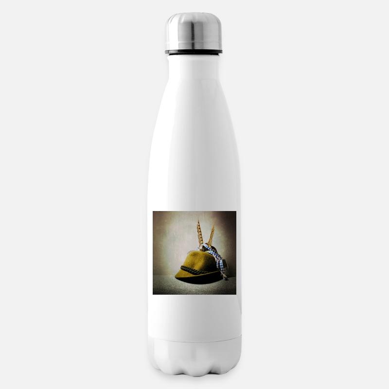 Alpine hat with feather band - Insulated Water Bottle - white