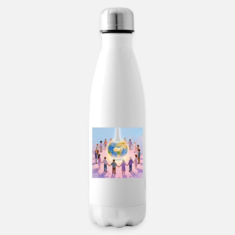 Erde umringt von Gemeinschaft - Isolierflasche - Weiß