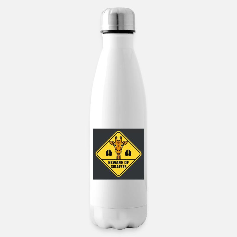 Giraffen-Warnschild - Isolierflasche - Weiß