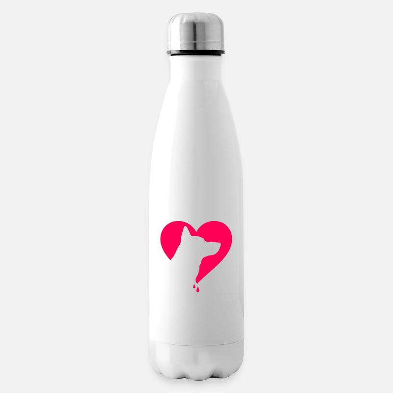  German dog Heart Pink - Isolierflasche - Weiß