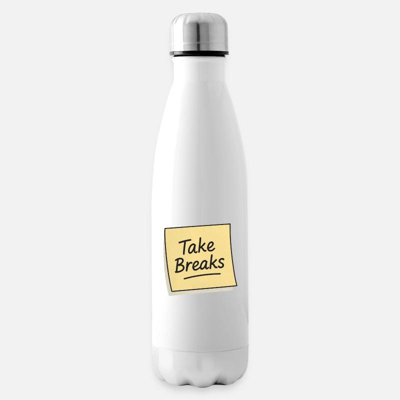Rappel de note autocollante Take Breaks - Bouteille isotherme - blanc