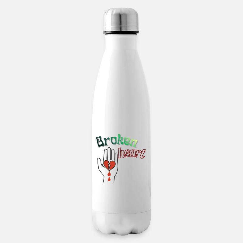 Hand mit gebrochenem Herzen - Isolierflasche - Weiß