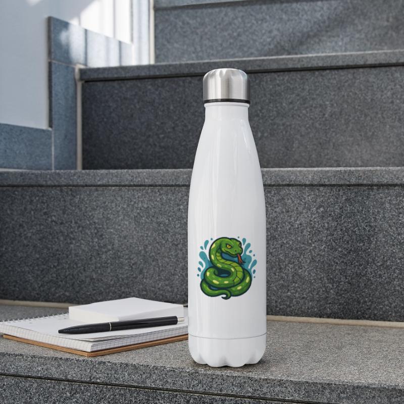 Green Tree Python Snake in Wave Insulated Water Bottle