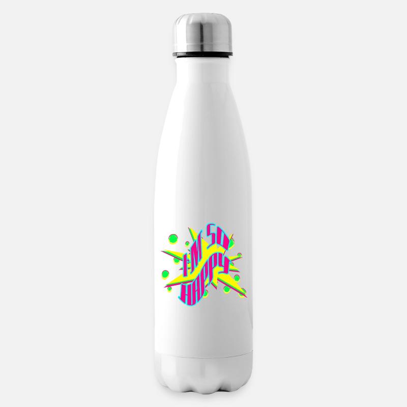 Im So Happy Neon Pop Grafik - Isolierflasche - Weiß