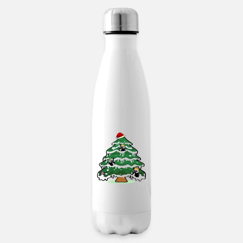 Weihnachten Waschbären Weihnachtsbaum - Isolierflasche - Weiß