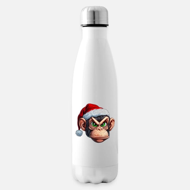 Monkey with Santa hat :) - Insulated Water Bottle - white